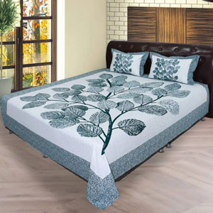 Bed Sheet - Bed Sheet White Leaf RTP