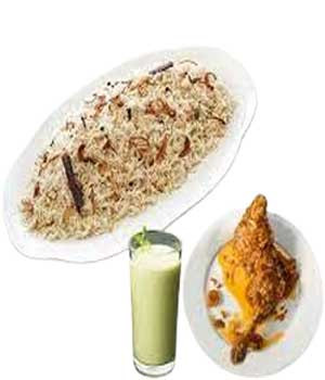 Plain Polao with Chicken Roast &  Borhani from Kacchi Dine Chittagong