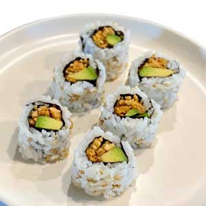 Japanese Food: Salmon Avocado Rice Outside Roll From -  Sushi Samurai