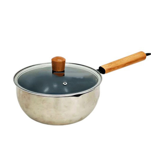 Frying Pans - 22cm Stainless Steel Non-stick Milk Pan with Lid