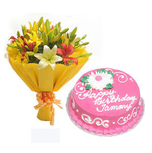 Bouquet of Sweets and Blooms: A Sweet Combination of Cake and Flowers