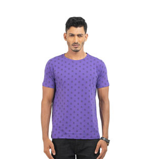 Printed T-Shirt Daily- Purple For Men