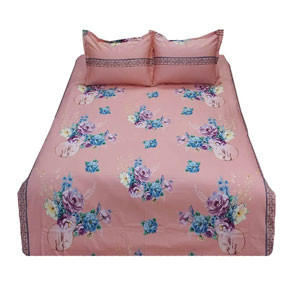 Bed Sheet - VIP Pinkish Gray Flower Bed Sheet