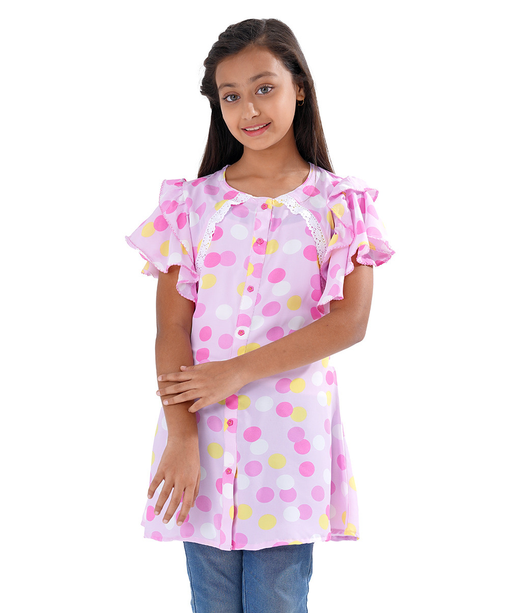 Kids Classic Tunic | Paradise Palm | Pink/Green main image 1