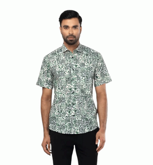 Off-White Printed Cotton Shirt For Men