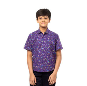 Boy Kids - Purple Printed Cotton Shirt