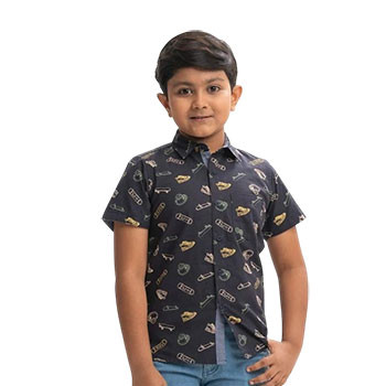 Kids Casual Shirts - Black Cotton Kids Casual Shirt