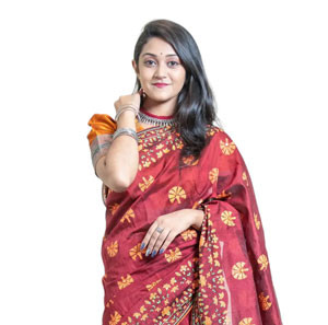 Women’s Maroon Half Silk Sharee