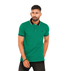 Cozy Pique Half Sleeve Polo Shirt - Green For Men