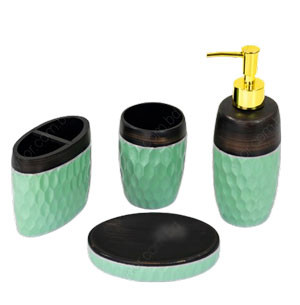 Ceramic Made Green Color 4 Pieces Bathroom Set