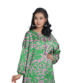 Ladies Average Kurti- Pink Print