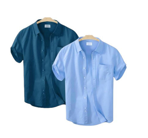 Men's Half Sleeve Solid Colour Double Shirts