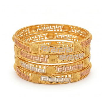 Ethereal Grecian Gold-Tone Bangle Set - 4 Pcs