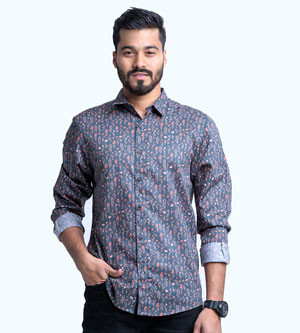 Modern Comfort: Gray Long Sleeve Cotton Casual Shirt - A Versatile Addition for Casual Chic Everyday Wear