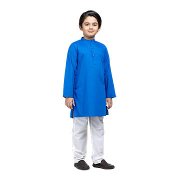 Kids Panjabi Set -   Blue Cotton Panjabi Pajama Set