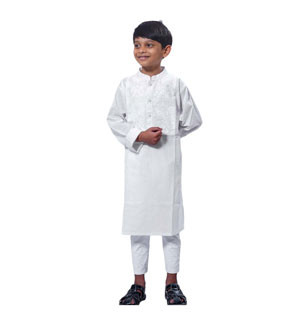 Kids Panjabi -  Exclusive Lightweight White Color Cotton Baby Panjabi