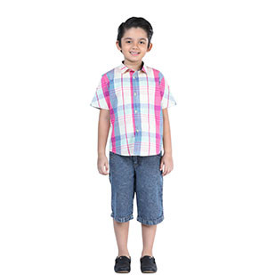 Toddler Boy -  Yellow/Pink Striped Cotton Shirt Pant Set