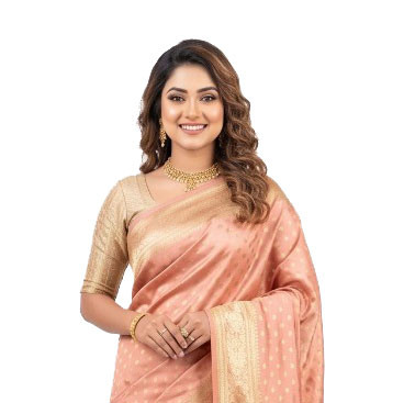 Pastel Peach Banarasi Silk Sharee with Golden Zari