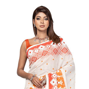 Sharee - Light Beige Printed Cotton Sharee