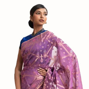 Women’s Purple Half-silk Saree