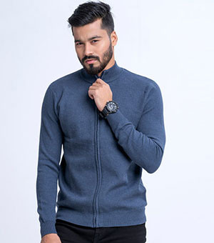 Men - Sweater- Half-zip cotton-knit sweater is crafted with a traditional cable-knit pattern