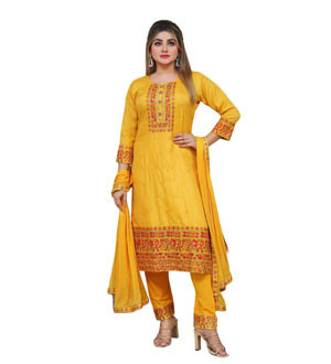 Exquisite Embroidered Silk Shalwar Kameez For Women