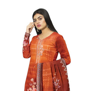 Unstitched Multicolor Screen Print Design Salwar Kameez