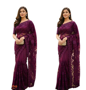 Premium embroidered silk sharee-8