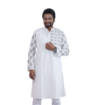 Short Panjabi -  Exclusive Design White Color Cotton Panjabi