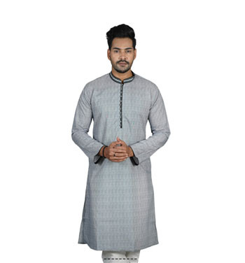 Short Panjabi -  Block Design Cotton Fabric Mens Panjabi