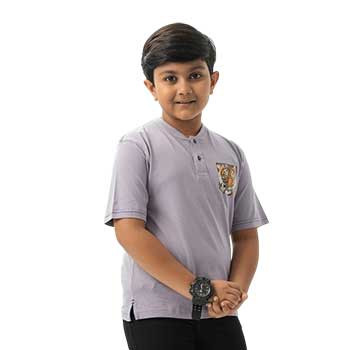 Kids T-shirt - Lavender Cotton Henley T-shirt