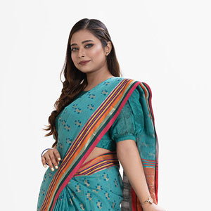 Women’s Blue Cotton Sharee-1