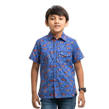 Kids Casual Shirts - Purpler Cotton Short-Sleeve Casual Shirt