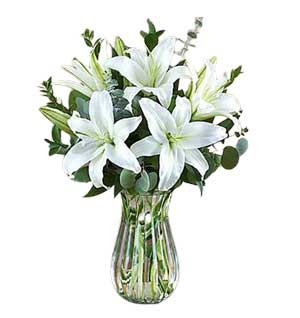 Graceful Elegance: Imported White Lilies with Vase