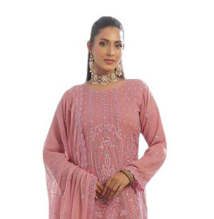 Pakistani Luxury Embroidered Chiffon Semi-Stitched 3 Piece