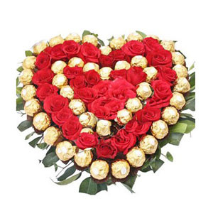 Heartfelt Love: Thai Roses and Chocolate Arrangement for Valentine's Day