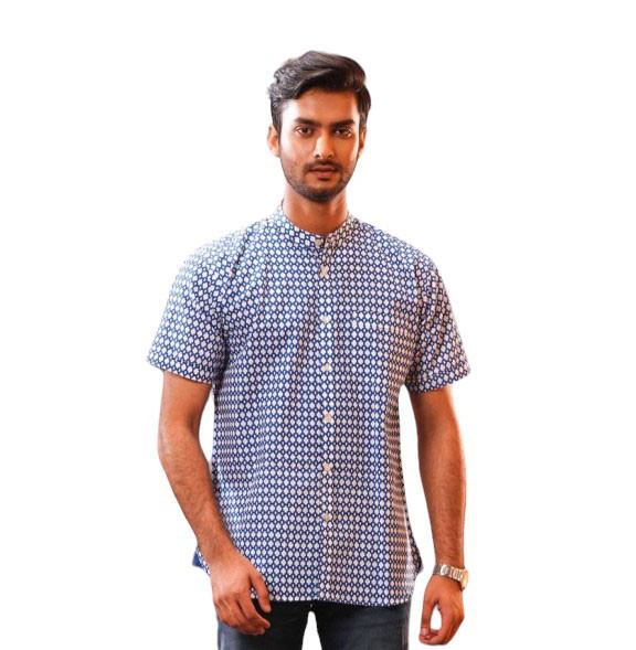 Half Sleeve Shirt - White colour printed cotton Shirt