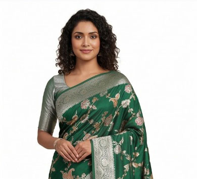 Elegant Emerald Green Minakari Katan Sharee