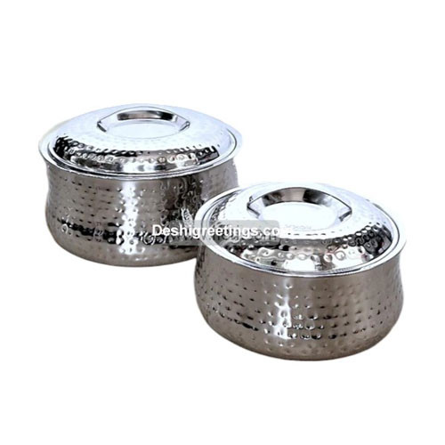 Hotpot - 2 Pcs Stainless Steel Hammered Casserole/ Food Storage Hotpot ALP1920