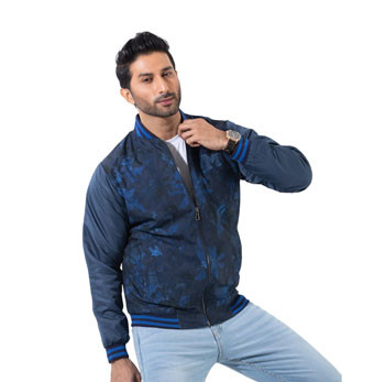 Men Jacket - Taffeta Bomber jacket AOP - Navy