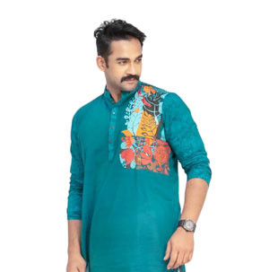 Men’s Sea-Green Color Cotton Panjabi