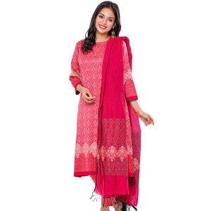 "Rose Radiance: Exquisite Pink Salwar Kameez Ensemble with Embroidered Kurta – Effortless Elegance and Feminine Allure in Every Stitch"