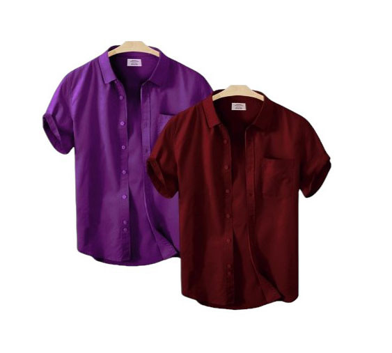 Men's Half Sleeve Solid Colour Double Shirts