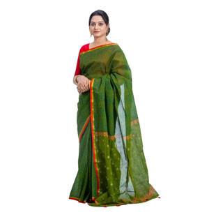 Ash & Olive Block-print and handwork Cotton Sharee For Women