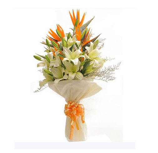 Elegant Bouquet: Imported White Lilies in Bloom