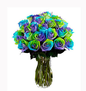 Worldly Bloom Showcase: Imported Colorful Roses in an Elegant Vase