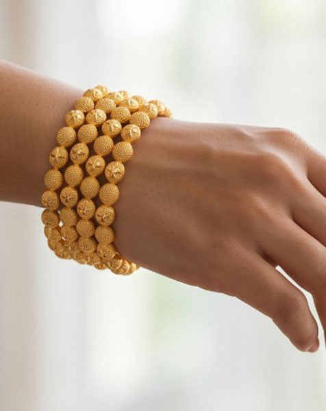 Golden Radiant Sphere Bangle Set - 4 Pcs