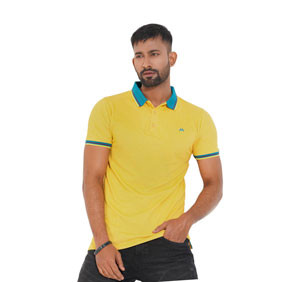 Cozy Pique Half Sleeve Polo Shirt - Neon Yellow For Men
