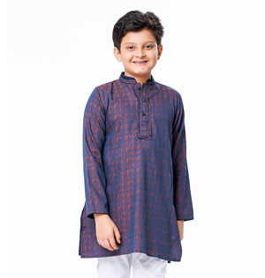 Kids Boy Blue Jacquard Cotton Panjabi