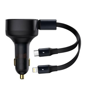 Baseus CCTX-CL Enjoyment Retractable 2 in 1 Car Charger Type-C + Lightning 30W